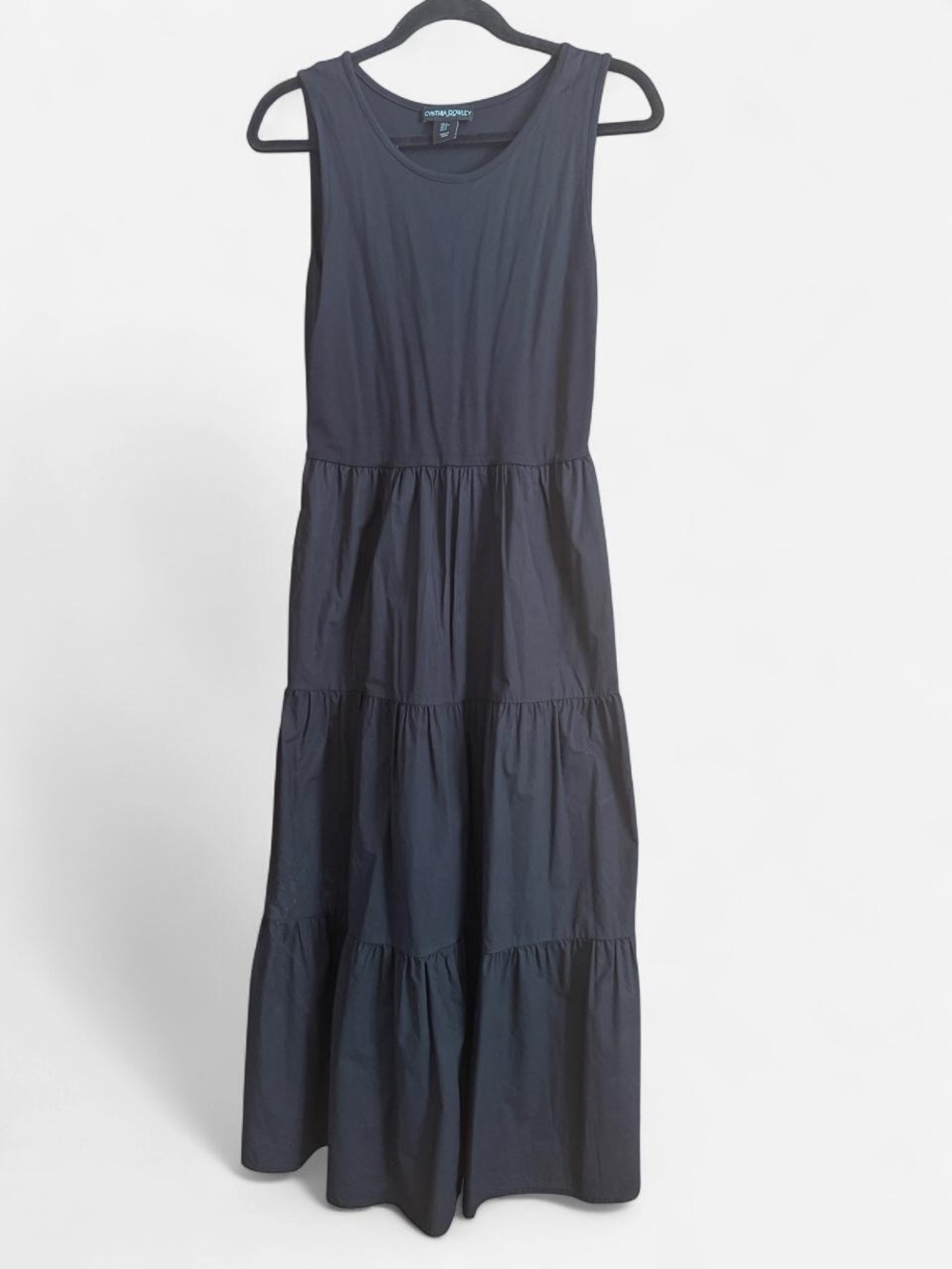 Cynthia Rowley Navy Sleeveless Tiered Maxi Dress